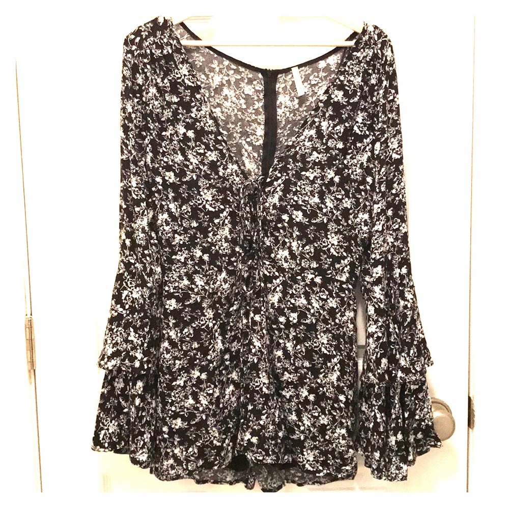 Sage Floral, Bell Sleeved Romper